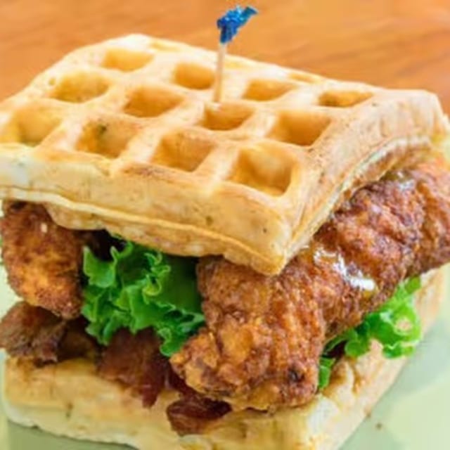 Chicken & Waffles Sandwich.